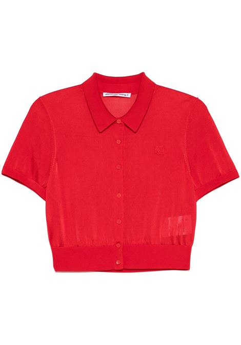 Top stile polo con ricamo logo in rosso Alexander wang - donna